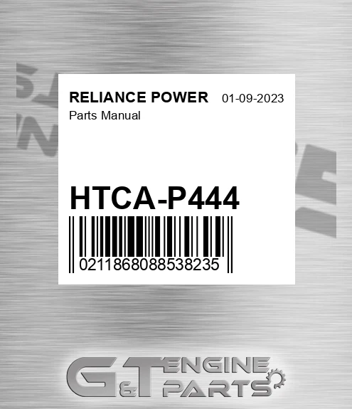 HTCA-P444 Parts Manual for RELIANCE POWER