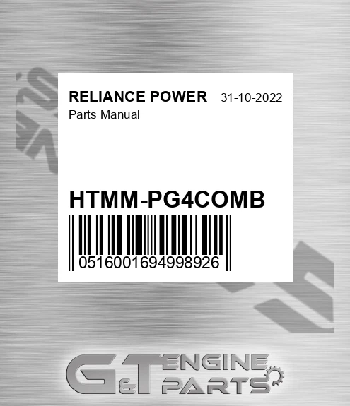 HTMM-PG4COMB Parts Manual for RELIANCE POWER