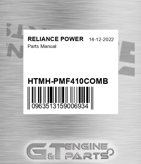 HTMH-PMF410COMB Parts Manual for RELIANCE POWER
