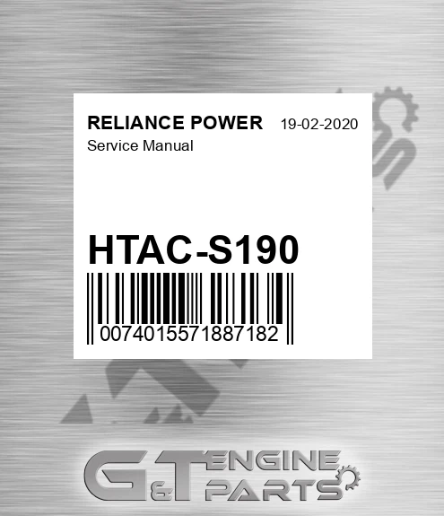 HTAC-S190 Service Manual for RELIANCE POWER