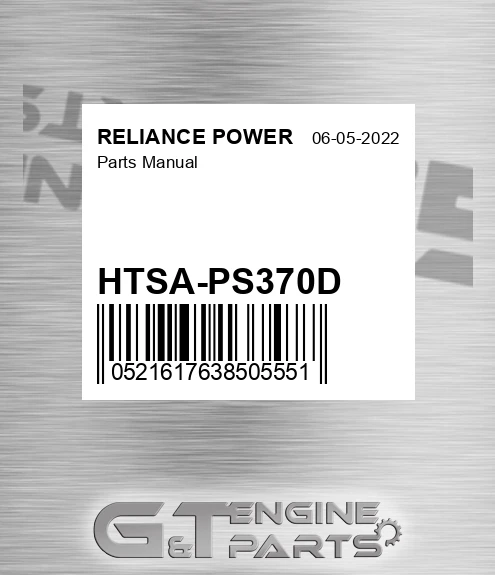 HTSA-PS370D Parts Manual for RELIANCE POWER