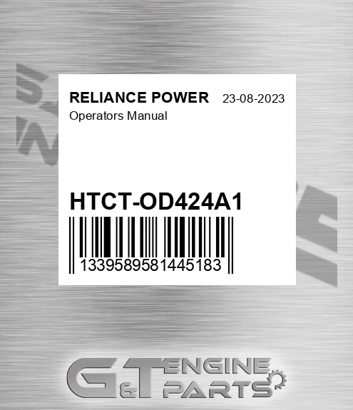 HTCT-OD424A1 Operators Manual for RELIANCE POWER