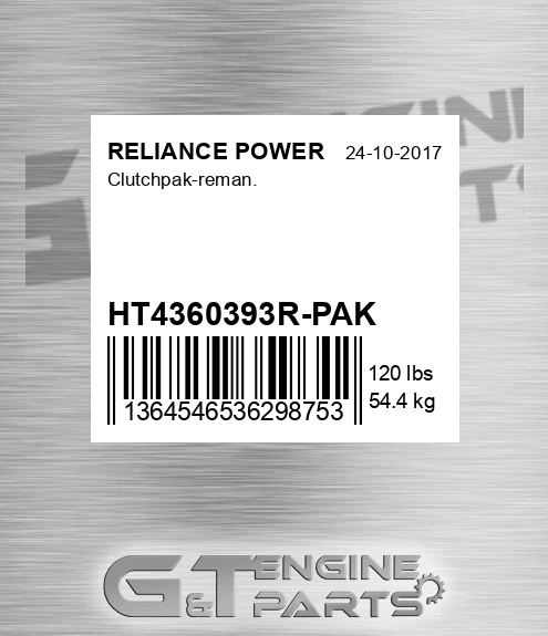 HT4360393R-PAK Clutchpak-reman. for RELIANCE POWER