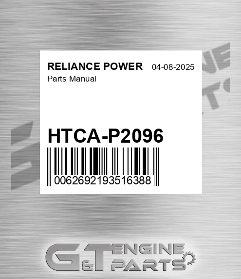 HTCA-P2096 Parts Manual for RELIANCE POWER