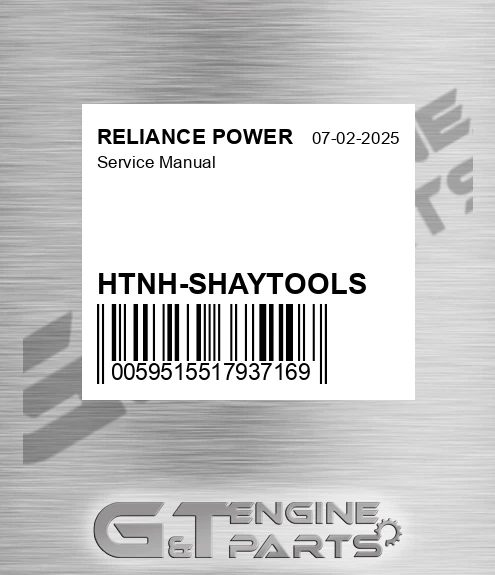 HTNH-SHAYTOOLS Service Manual for RELIANCE POWER