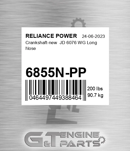 6855N-PP Crankshaft-new Jd 6076 Wg Long Nose