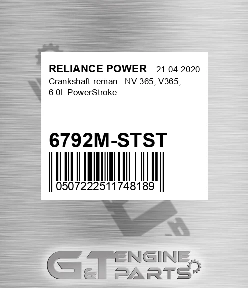 6792M-STST Crankshaft-reman. Nv 365, V365, 6.0l Powerstroke
