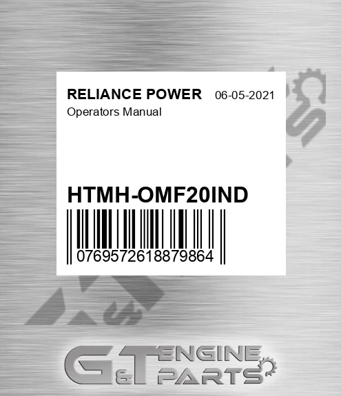 HTMH-OMF20IND Operators Manual for RELIANCE POWER