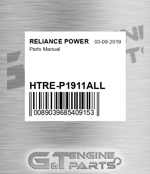 HTRE-P1911ALL Parts Manual for RELIANCE POWER