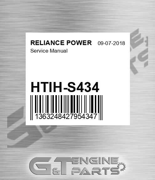HTIH-S434 Service Manual for RELIANCE POWER