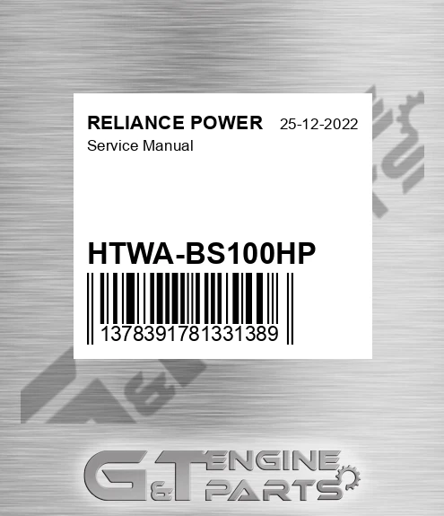 HTWA-BS100HP Service Manual for RELIANCE POWER