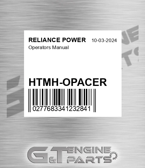 HTMH-OPACER Operators Manual for RELIANCE POWER