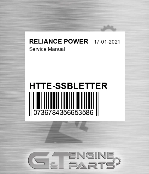 HTTE-SSBLETTER Service Manual for RELIANCE POWER