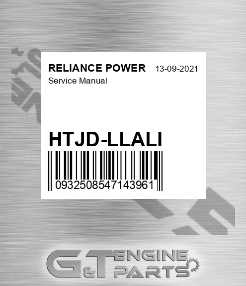 HTJD-LLALI Service Manual for RELIANCE POWER