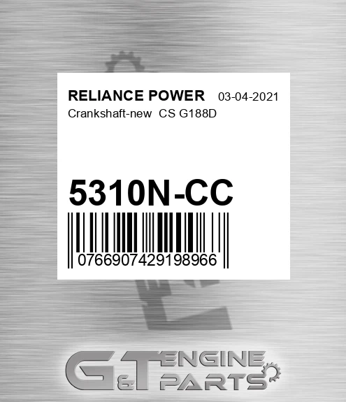 5310N-CC Crankshaft-new Cs G188d