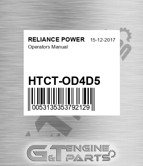 HTCT-OD4D5 Operators Manual for RELIANCE POWER