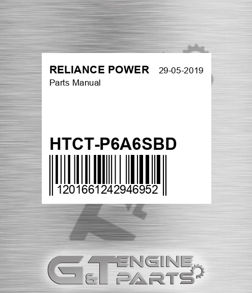 HTCT-P6A6SBD Parts Manual for RELIANCE POWER