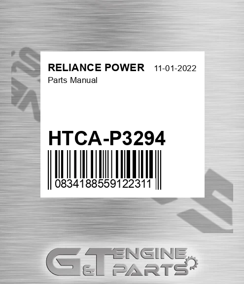 HTCA-P3294 Parts Manual for RELIANCE POWER