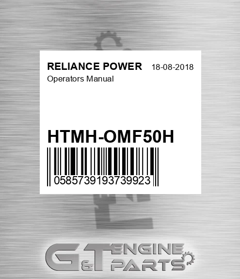 HTMH-OMF50H Operators Manual for RELIANCE POWER