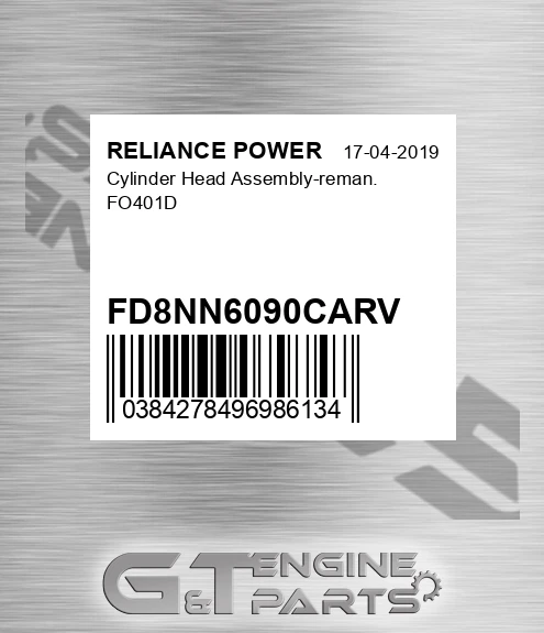 FD8NN6090CARV Cylinder Head Assembly-reman. Fo401d