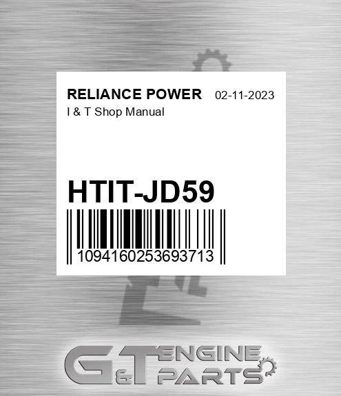 HTIT-JD59 I & T Shop Manual for RELIANCE POWER