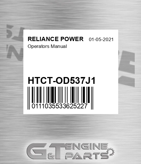 HTCT-OD537J1 Operators Manual for RELIANCE POWER