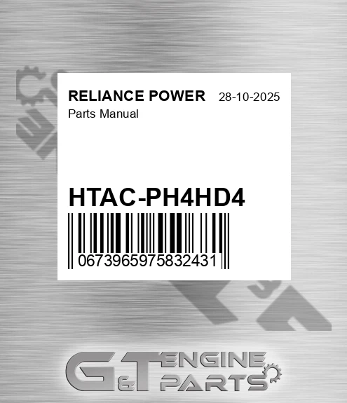 HTAC-PH4HD4 Parts Manual for RELIANCE POWER