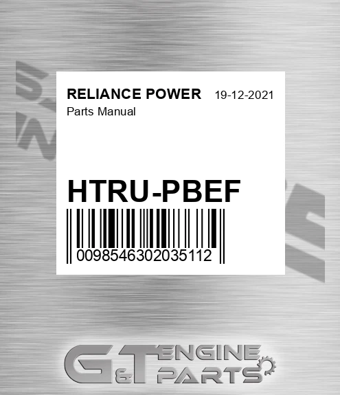 HTRU-PBEF Parts Manual for RELIANCE POWER