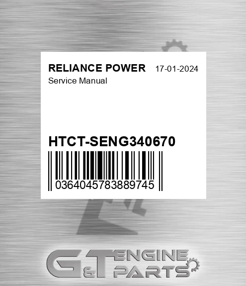 HTCT-SENG340670 Service Manual for RELIANCE POWER