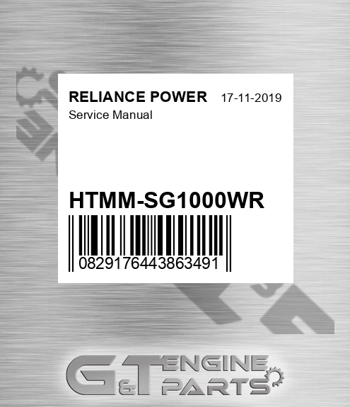 HTMM-SG1000WR Service Manual for RELIANCE POWER