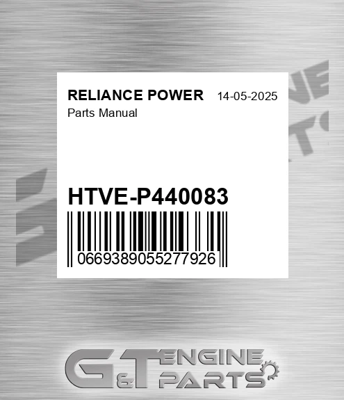 HTVE-P440083 Parts Manual for RELIANCE POWER