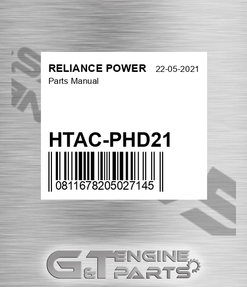 HTAC-PHD21 Parts Manual for RELIANCE POWER