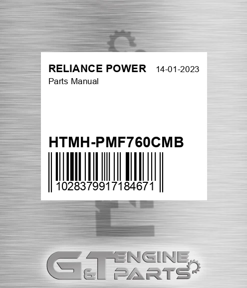 HTMH-PMF760CMB Parts Manual for RELIANCE POWER