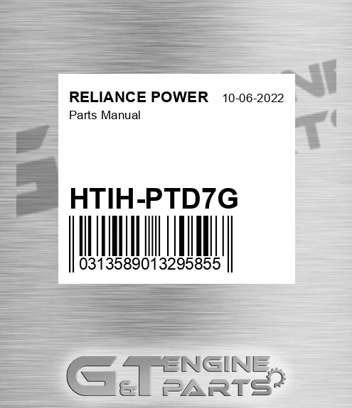 HTIH-PTD7G Parts Manual for RELIANCE POWER