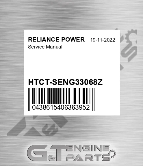 HTCT-SENG33068Z Service Manual for RELIANCE POWER
