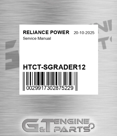 HTCT-SGRADER12 Service Manual for RELIANCE POWER