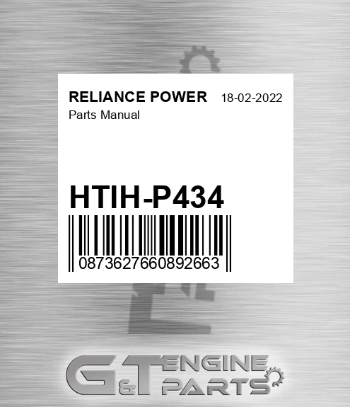 HTIH-P434 Parts Manual for RELIANCE POWER