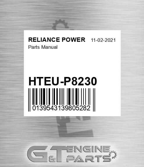 HTEU-P8230 Parts Manual for RELIANCE POWER