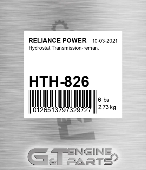 HTH-826 Hydrostat Transmission-reman. for RELIANCE POWER