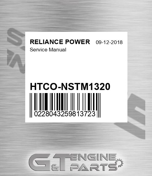 HTCO-NSTM1320 Service Manual for RELIANCE POWER