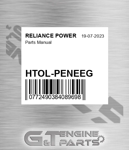 HTOL-PENEEG Parts Manual for RELIANCE POWER