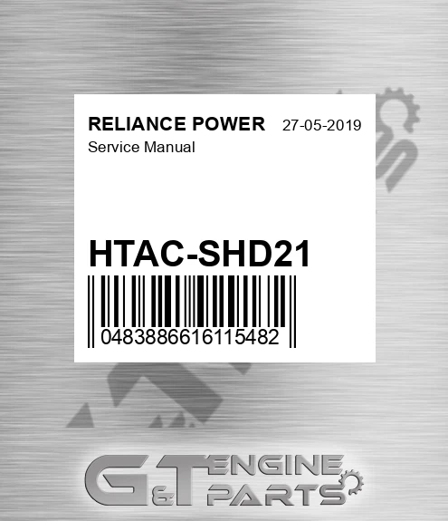 HTAC-SHD21 Service Manual for RELIANCE POWER