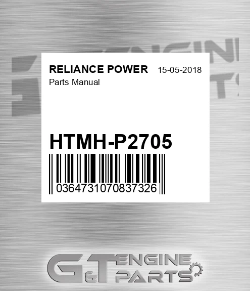 HTMH-P2705 Parts Manual for RELIANCE POWER