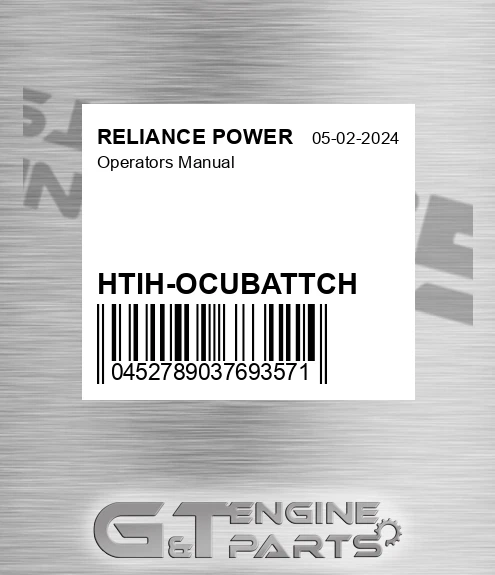 HTIH-OCUBATTCH Operators Manual for RELIANCE POWER