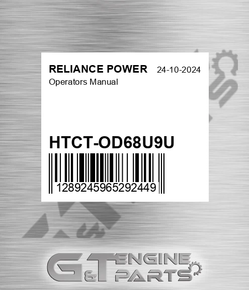 HTCT-OD68U9U Operators Manual for RELIANCE POWER