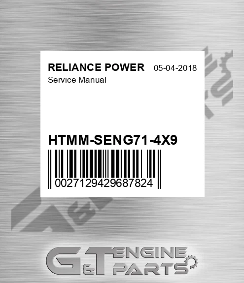 HTMM-SENG71-4X9 Service Manual for RELIANCE POWER