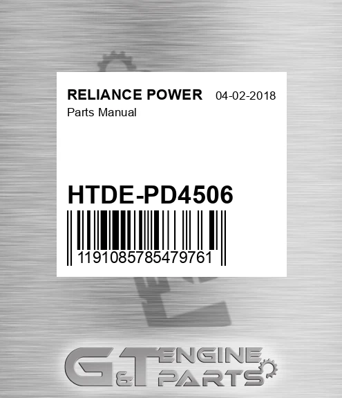HTDE-PD4506 Parts Manual for RELIANCE POWER