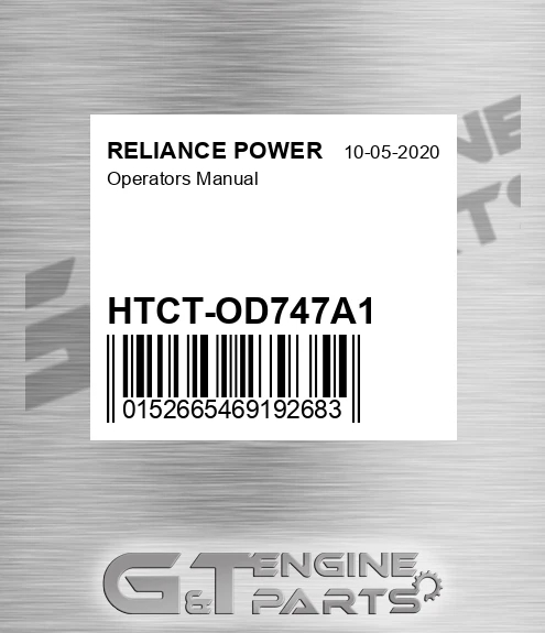 HTCT-OD747A1 Operators Manual for RELIANCE POWER