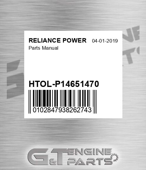 HTOL-P14651470 Parts Manual for RELIANCE POWER