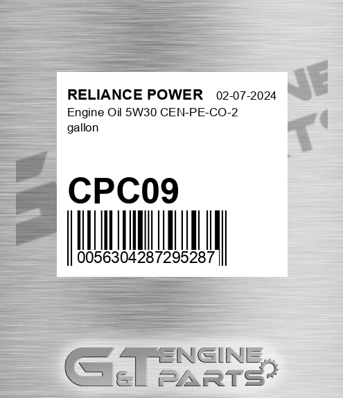 CPC09 Engine Oil 5w30 Cen-pe-co-2 Gallon